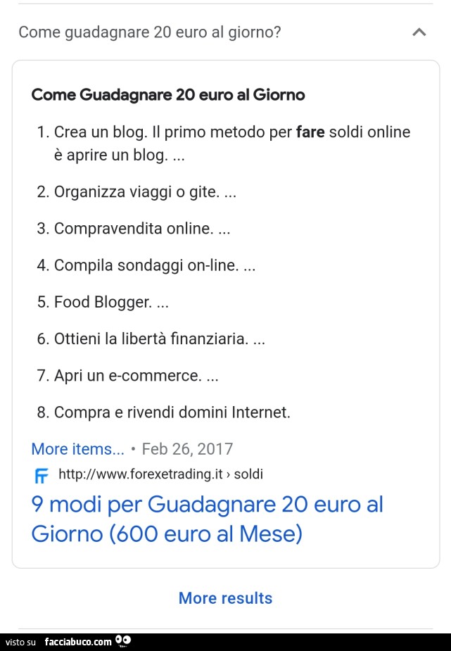 Come Guadagnare 20 Euro Al Giorno Facciabuco