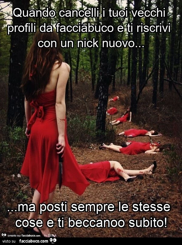 Quando cancelli i tuoi vecchi profili da facciabuco e ti riscrivi con un nick nuovo… ma posti sempre le stesse cose e ti beccanoo subito