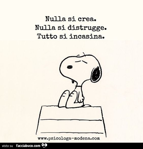 Nulla si crea. Nulla si distrugge. Tutto si incasina