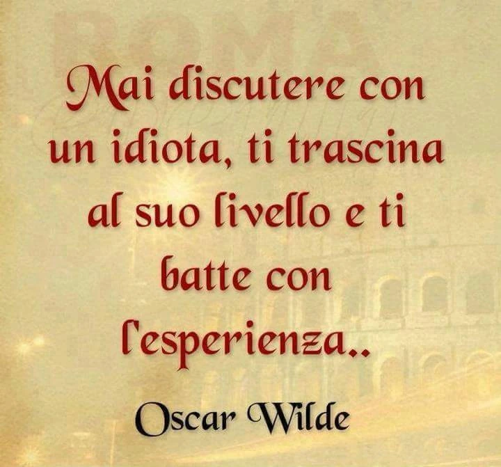 Mai discutere con un idiota, ti trascina al suo livello e ti batte con l'esperienza