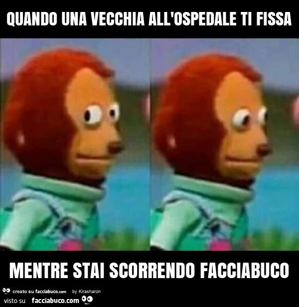 Quando una vecchia all'ospedale ti fissa mentre stai scorrendo facciabuco