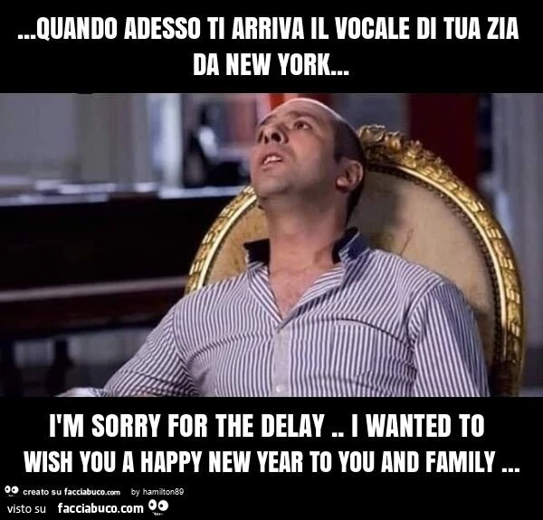 Quando adesso ti arriva il vocale di tua zia da new york&hellip; ìm sorry for the delay. I wanted to wish you a happy new year to you and family
