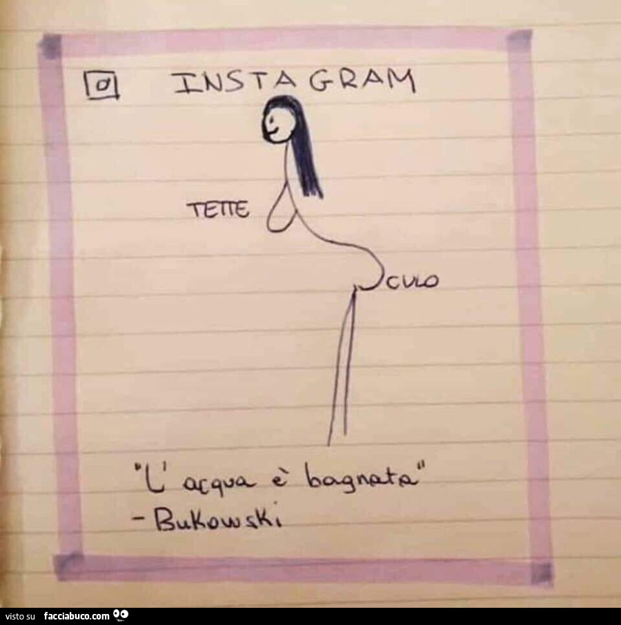 Instagram tette culo. L'acqua è bagnata. Bukowski