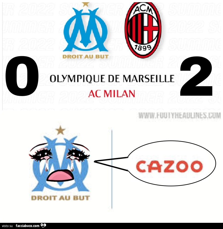 Olympique de Marseille 0, AC Milan 2. Droit au but cazoo