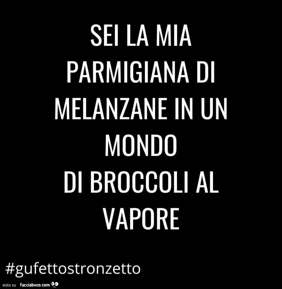 Sei la mia parmigiana di melanzane in un mondo di broccoli al vapore