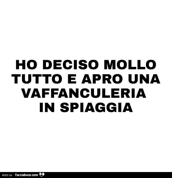 Ho deciso mollo tutto e apro una vaffanculeria in spiaggia
