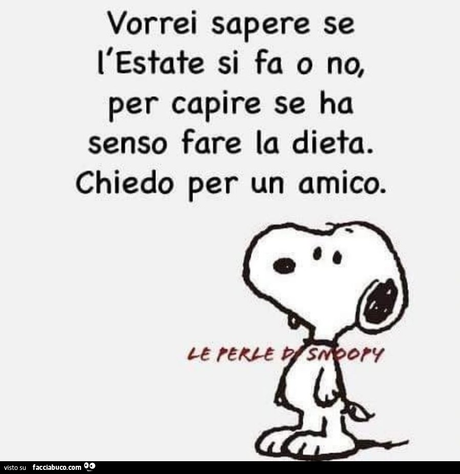 Vorrei sapere se l'estate si fa o no, per capire se ha senso fare la dieta. Chiedo per un amico