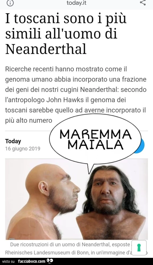 I toscani sono i più simili all'uomo di neanderthal. maremma maiala