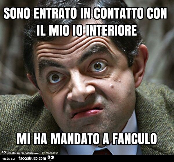 Sono entrato in contatto con il mio io interiore mi ha mandato a fanculo