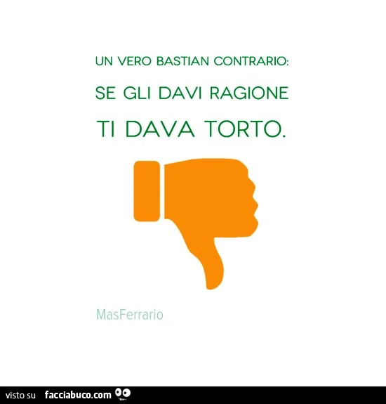 Un vero bastian contrario: se gli davi ragione ti dava torto