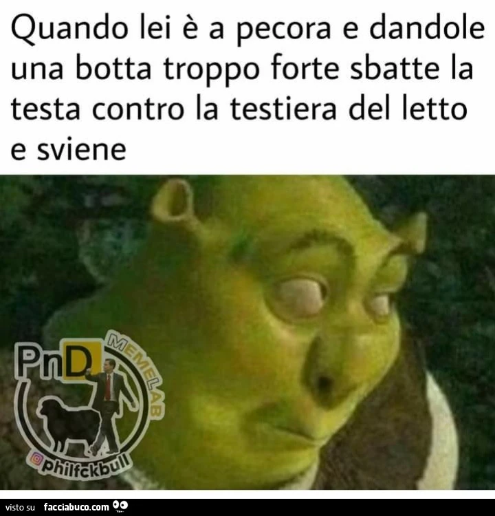 Quando lei è a pecora e dandole una botta troppo forte