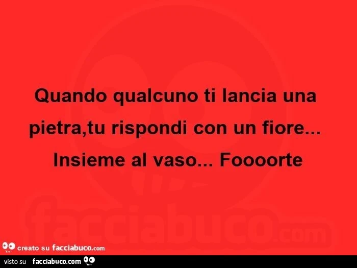 Quando qualcuno ti lancia una pietra, tu rispondi con un fiore&hellip; insieme al vaso&hellip; foooorte
