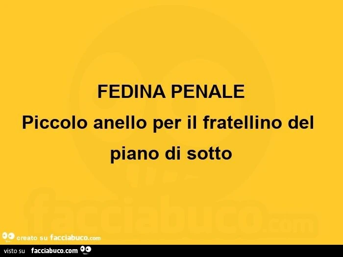 Fedina penale piccolo anello per il fratellino del piano di sotto