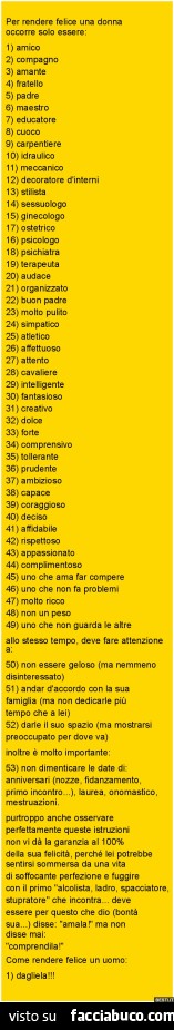 Per rendere felice una donna occorre solo essere