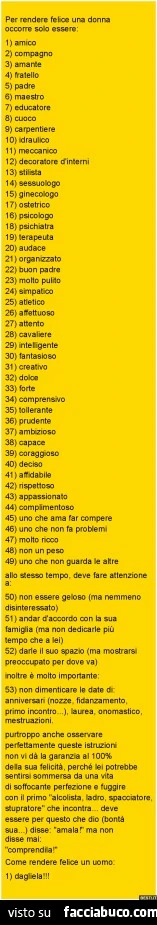 Per rendere felice una donna occorre solo essere