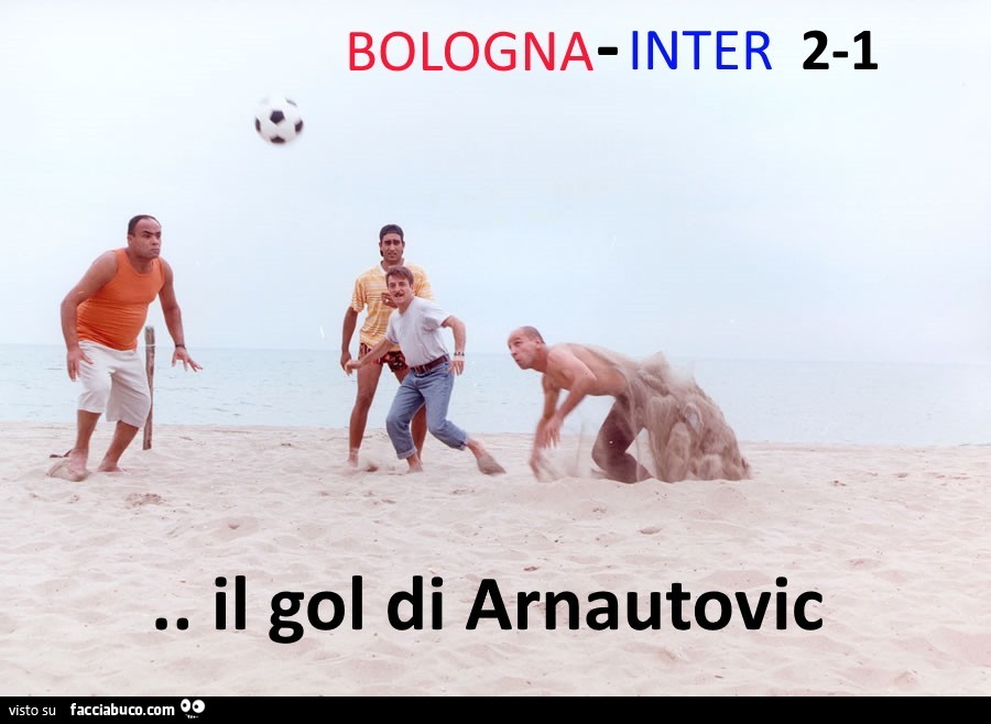 Bologna Inter 2 a 1. il gol di arnautovic