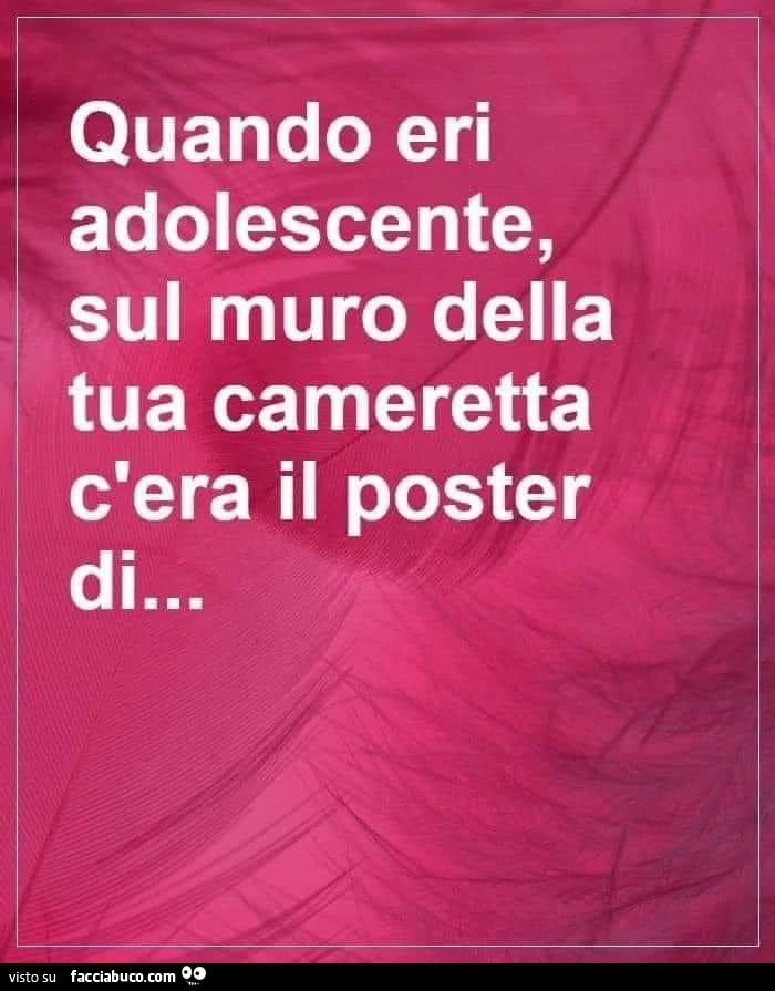Quando eri adolescente, sul muro della tua cameretta c'era il poster di