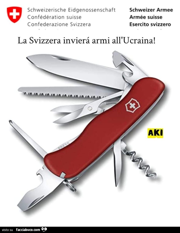 La svizzera invierà armi all'ucraina