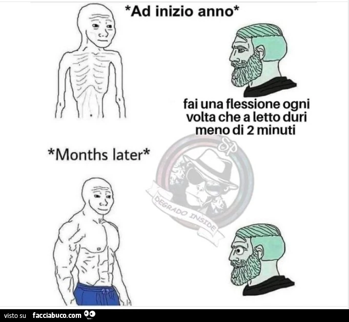 Ad inizio anno fai una flessione ogni volta che a letto duri meno di 2 minuti