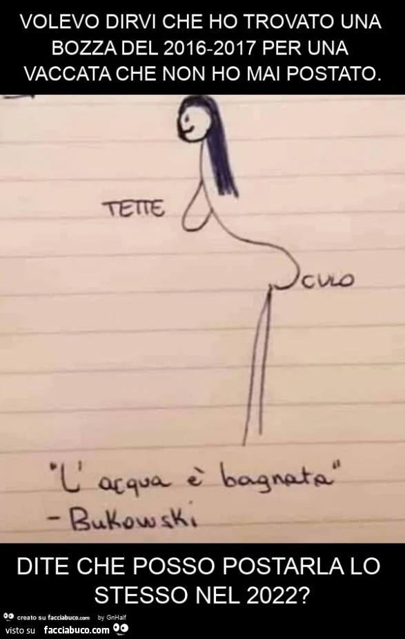 Volevo dirvi che ho trovato una bozza del 2016-2017 per una vaccata che non ho mai postato. dite che posso postarla lo stesso nel 2022?