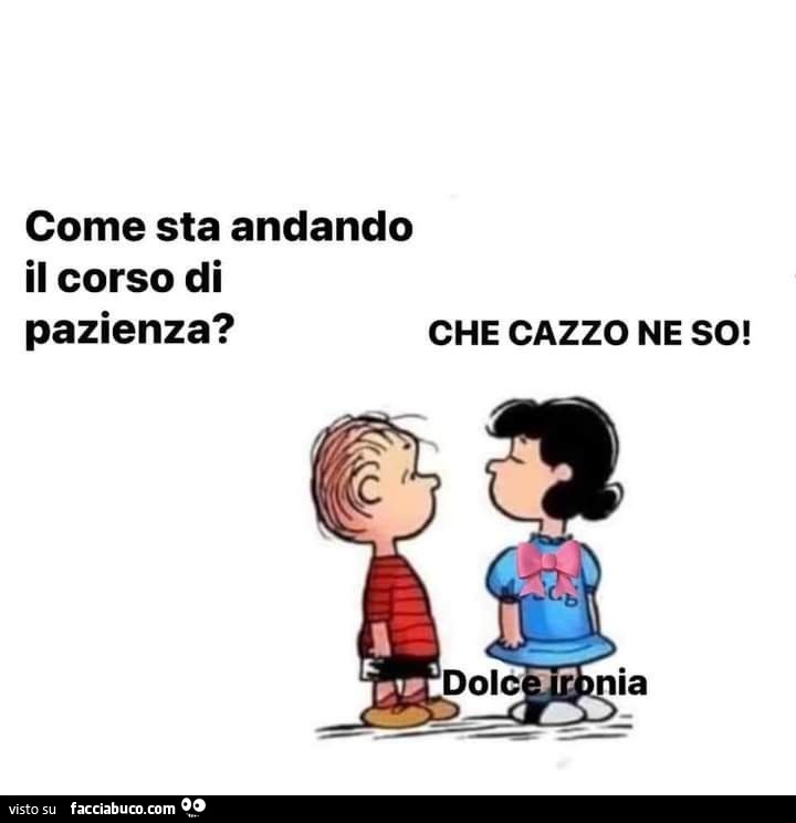 Come sta andando il corso di pazienza? Che cazzo ne so