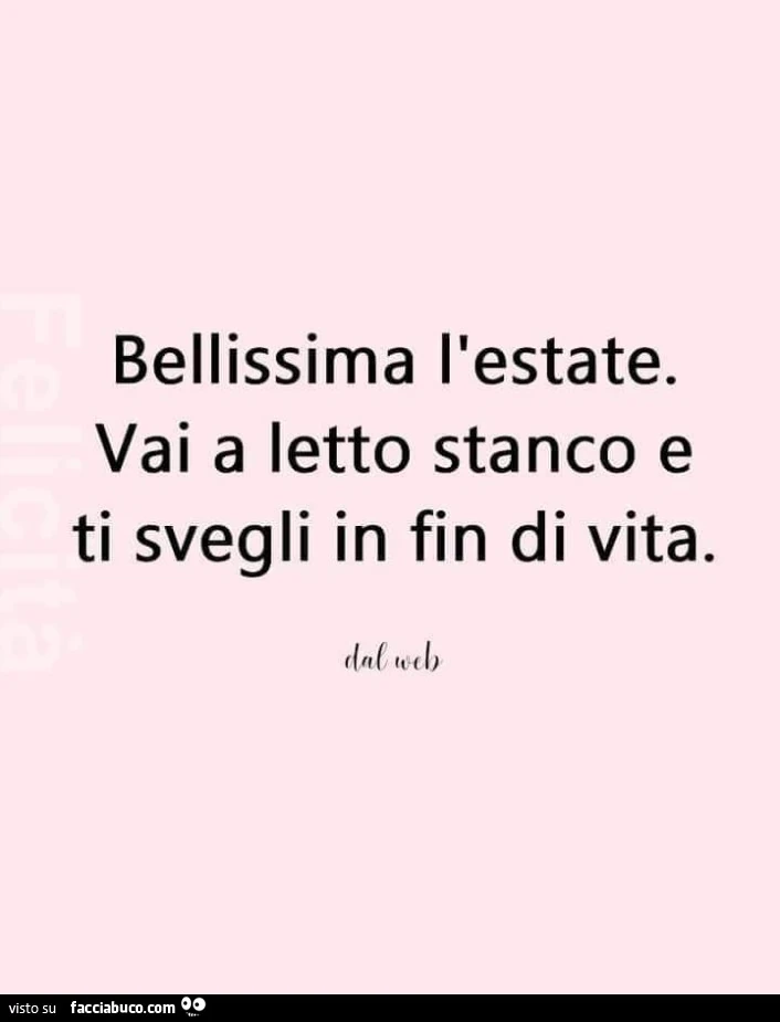 Bellissima l'estate. Vai a letto stanco e ti svegli in fin di vita