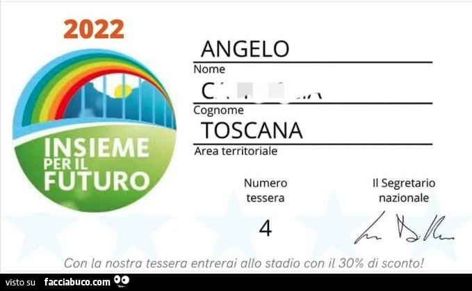 Insieme per il futuro. Con la nostra tessera entrerai allo stadio con il 30% di sconto