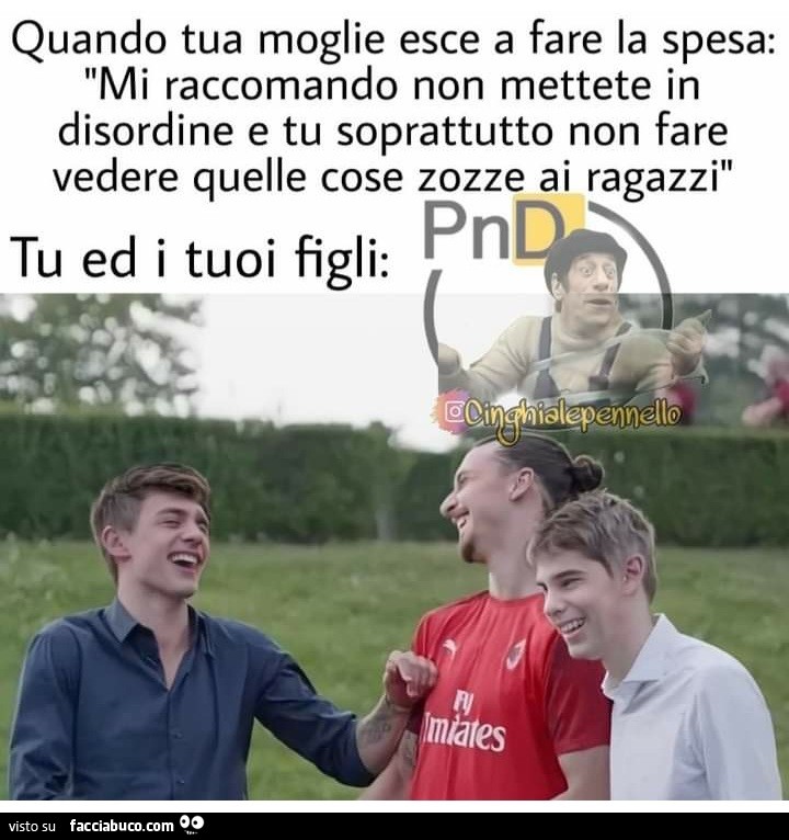 Quando tua moglie esce a fare la spesa mi raccomando non mettete