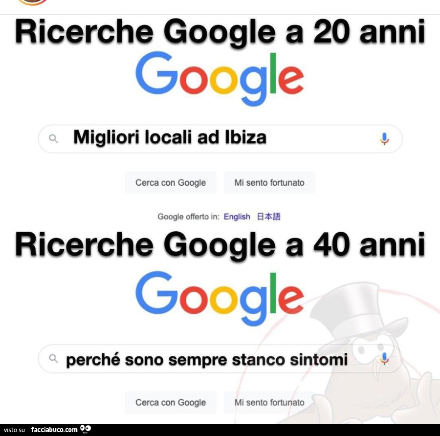 Ricerche google a 20 anni a 40 anni