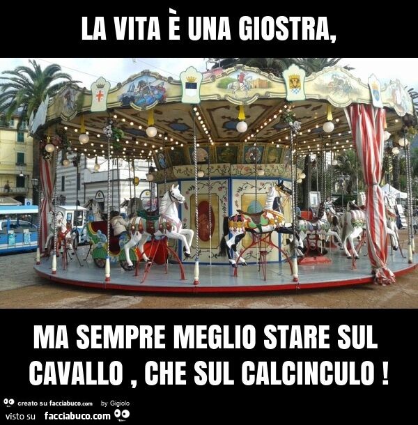 La vita è una giostra, ma sempre meglio stare sul cavallo, che sul calcinculo