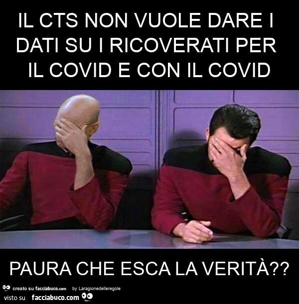 Il cts non vuole dare i dati su i ricoverati per il covid e con il covid paura che esca la verità?