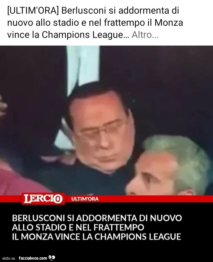 Berlusconi si addormenta di nuovo allo stadio e nel frattempo
