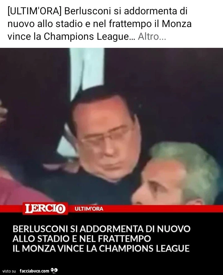Berlusconi si addormenta di nuovo allo stadio e nel frattempo