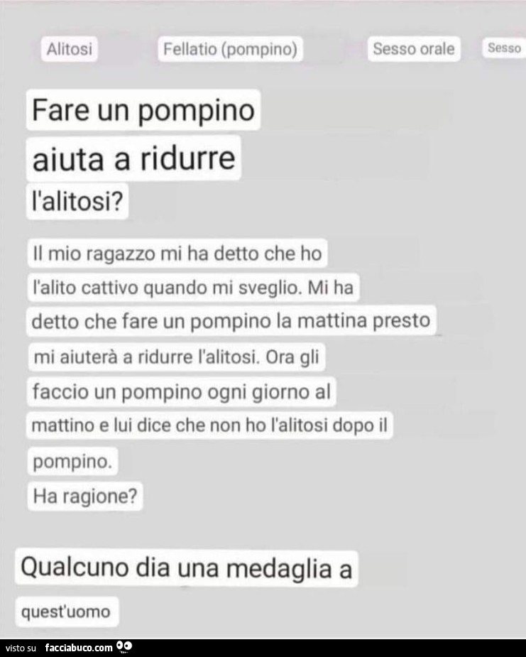 Fare un pompino aiuta a ridurre l'alitosi?