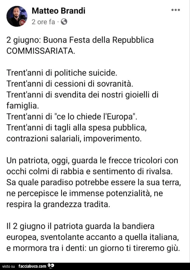 2 giugno: buona festa della repubblica commissariata