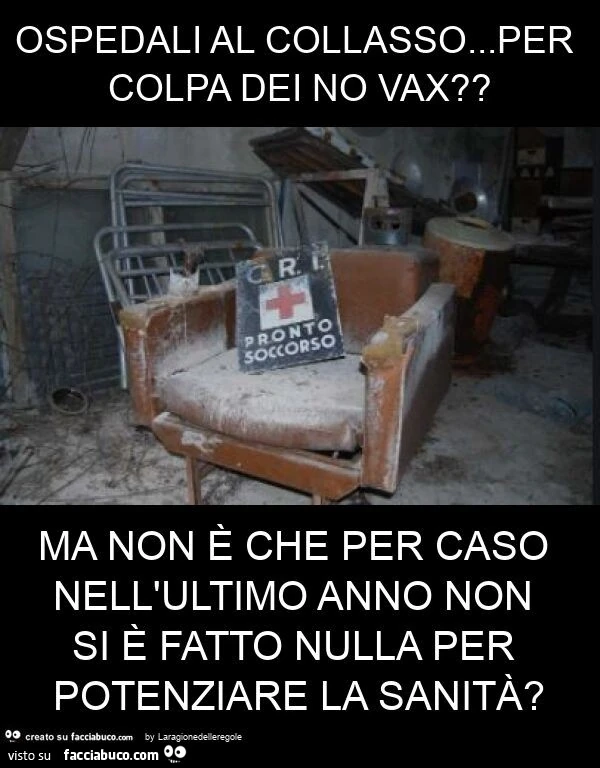 Ospedali al collasso&hellip; per colpa dei no vax? Ma non è che per caso nell'ultimo anno non si è fatto nulla per potenziare la sanità?