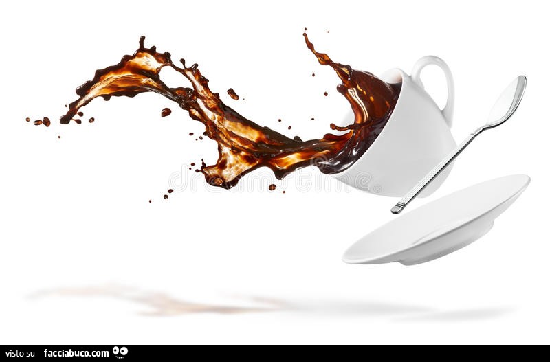 Tazzina di caffè rovesciato