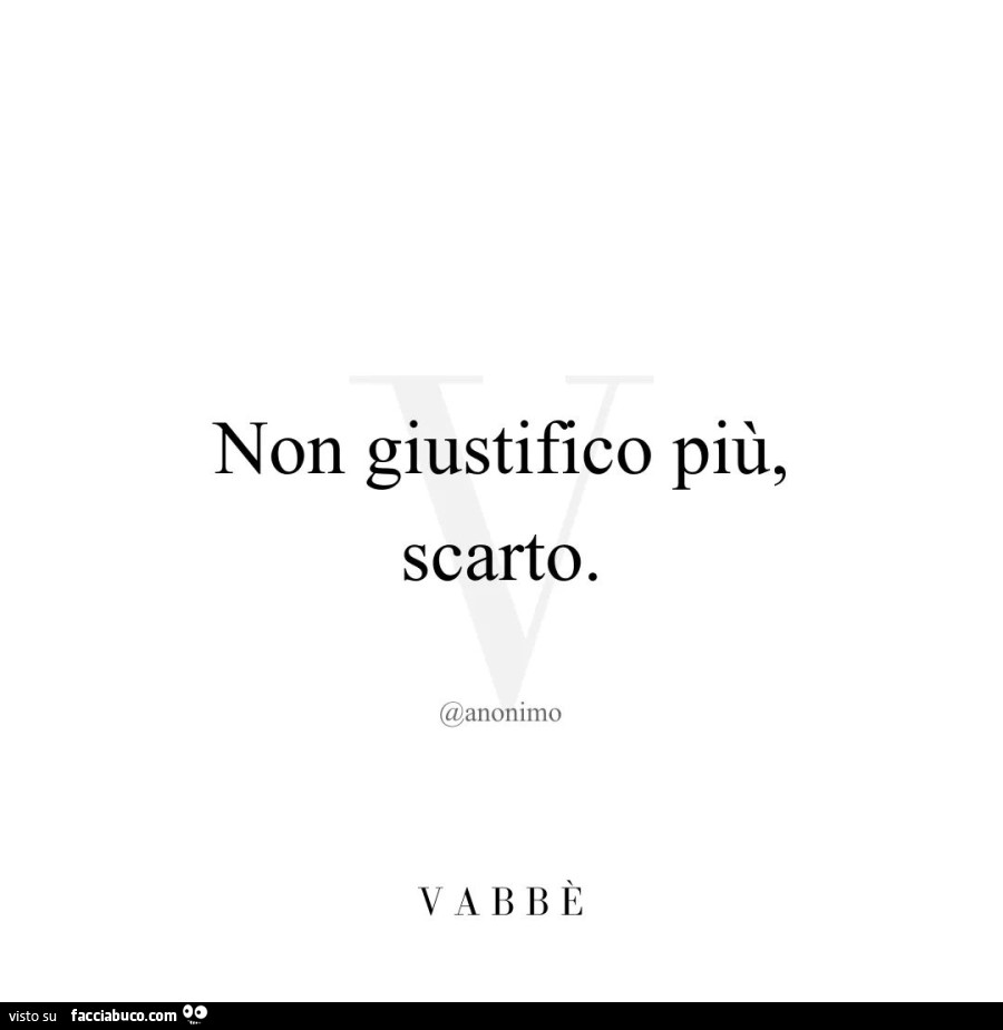 Non giustifico più, scarto