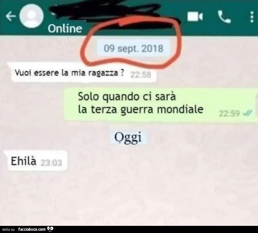Vuoi essere la mia ragazza? Solo quando ci sarà la terza guerra mondiale. Ehilà