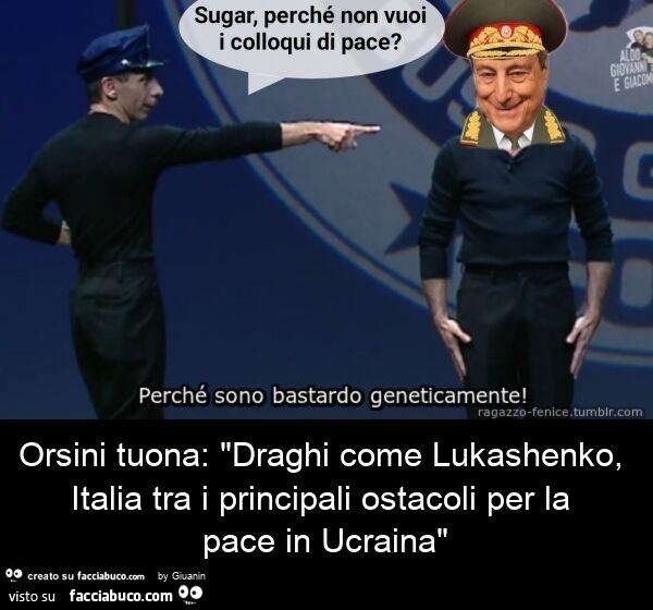 Orsini tuona: "draghi come lukashenko, italia tra i principali ostacoli per la pace in ucraina"