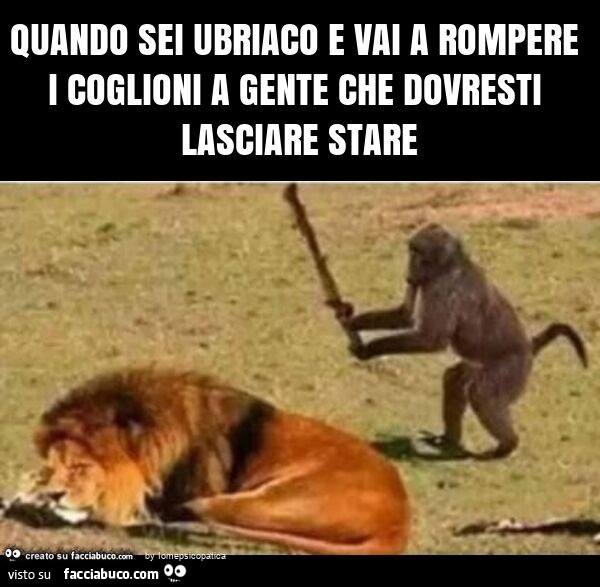 Quando sei ubriaco e vai a rompere i coglioni a gente che dovresti lasciare stare