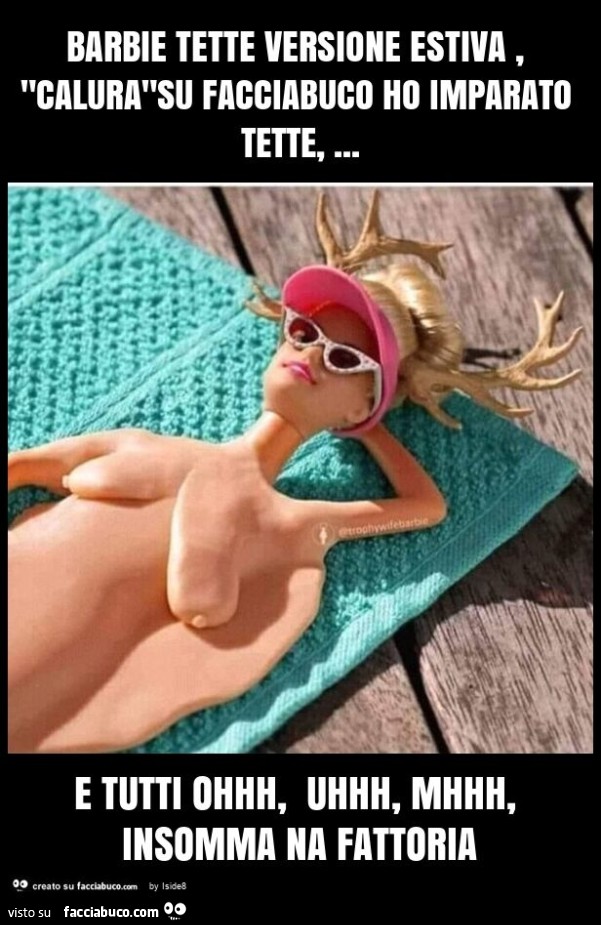 Barbie tette versione estiva, "calura"su facciabuco ho imparato tette, … e tutti ohhh, uhhh, mhhh, insomma na fattoria