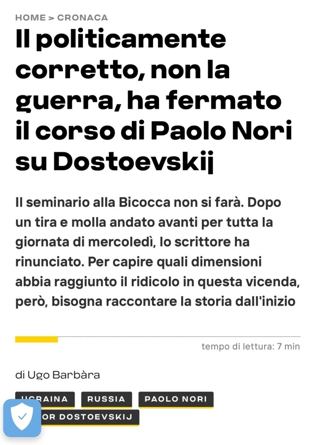 Bicocca annulla seminario su Dostoevskij