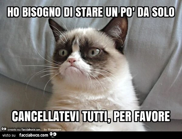 Ho bisogno di stare un po' da solo cancellatevi tutti, per favore