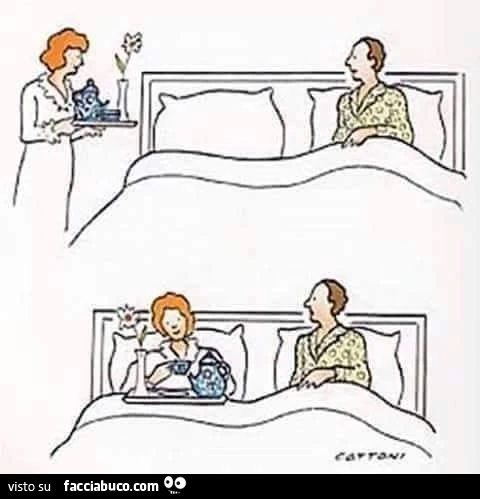 Si porta la colazione a letto da sola
