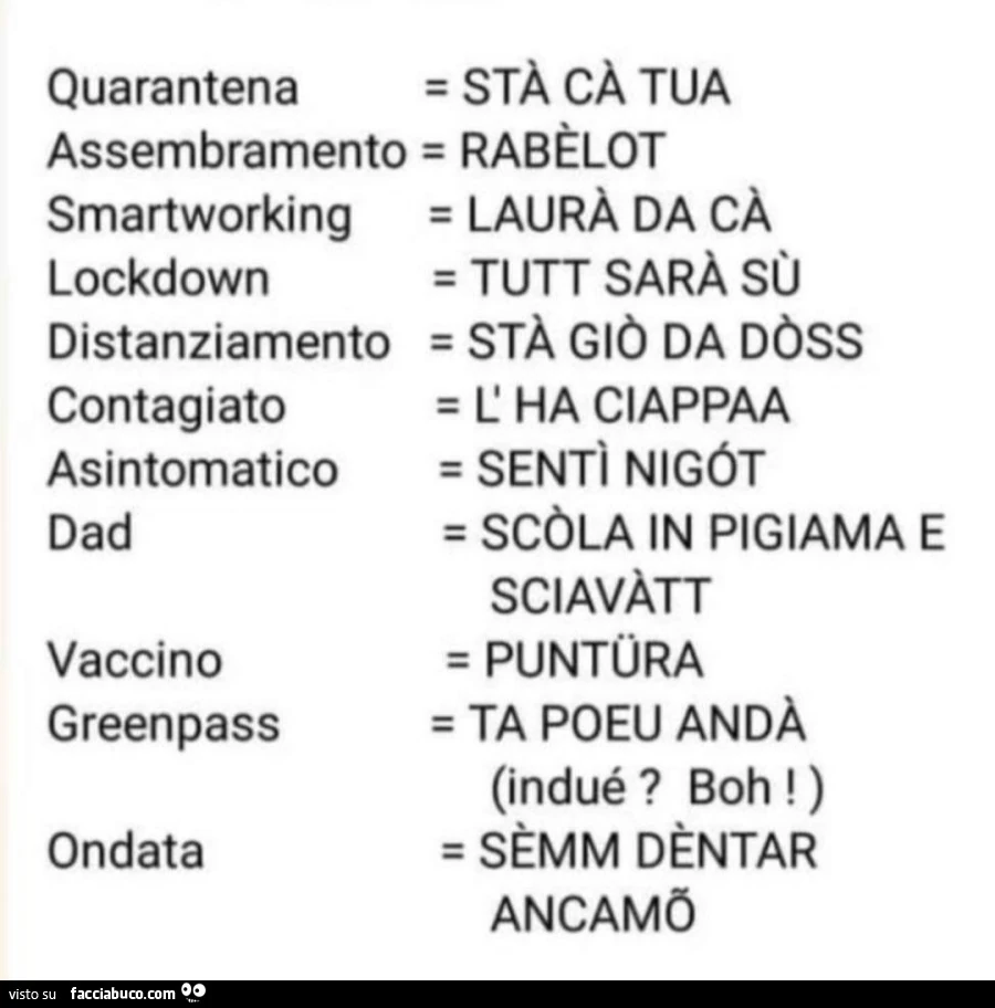 Quarantena: sta cà tua. Assembramento rabèlot