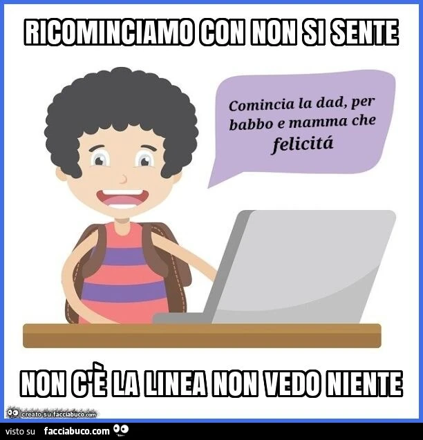 Ricominciamo con non si sente non c'è la linea non vedo niente