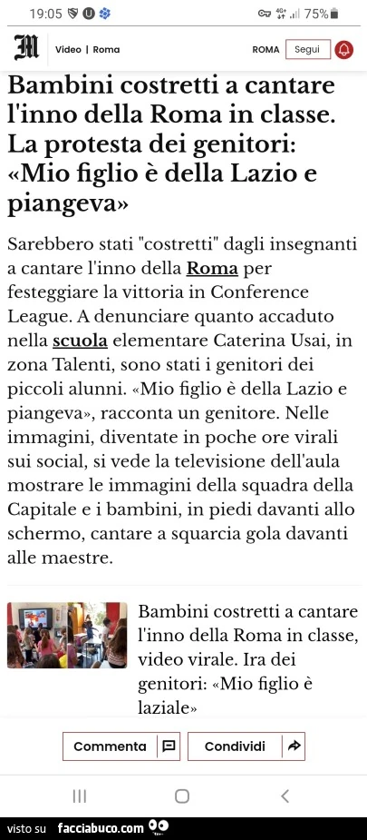 Bambini costretti a cantare l'inno della roma in classe. la protesta dei genitori: mio figlio è della lazio e piangeva