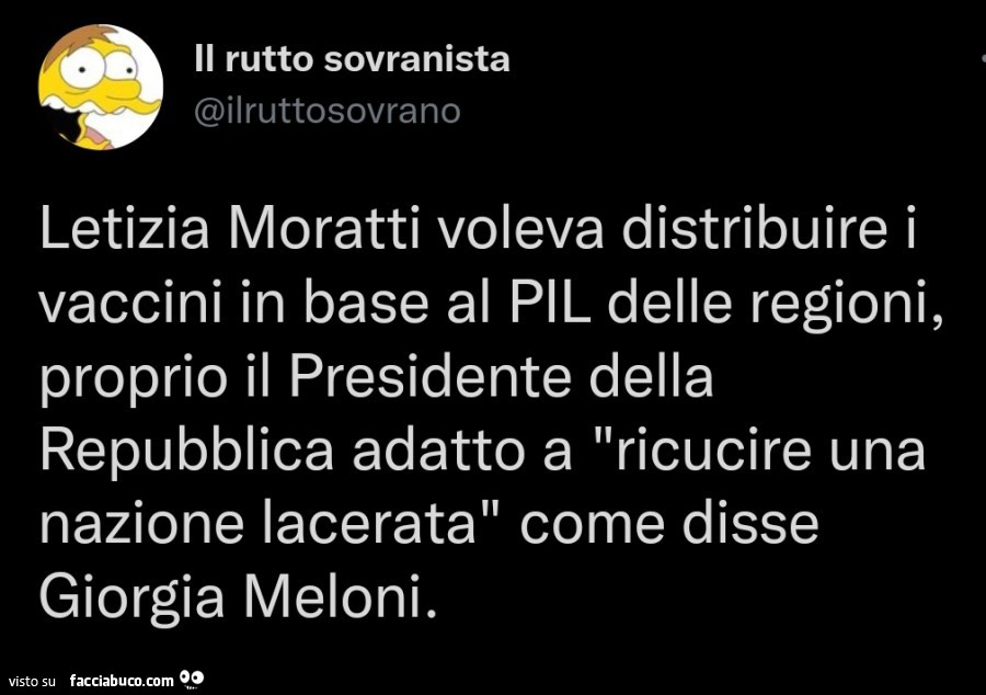 Letizia Moratti voleva distribuire i vaccini in base al pil delle regioni, proprio il presidente della repubblica adatto a ricucire una nazione lacerata come disse giorgia meloni