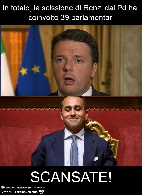 In totale, la scissione di renzi dal pd ha coinvolto 39 parlamentari scansate